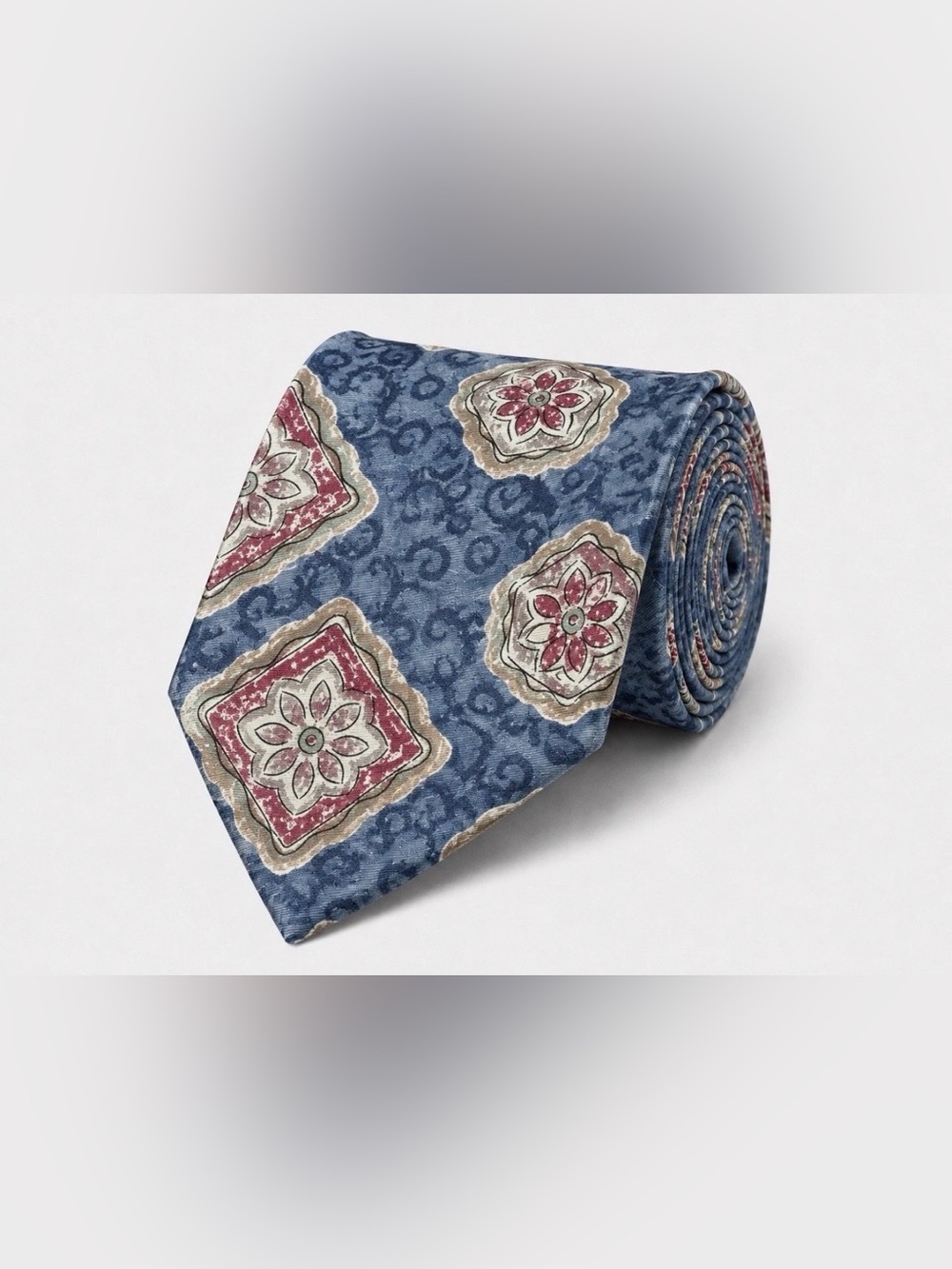 Christian Dior Tie 100% Silk Blue Medallion Paisley Designer Vintage Heritage